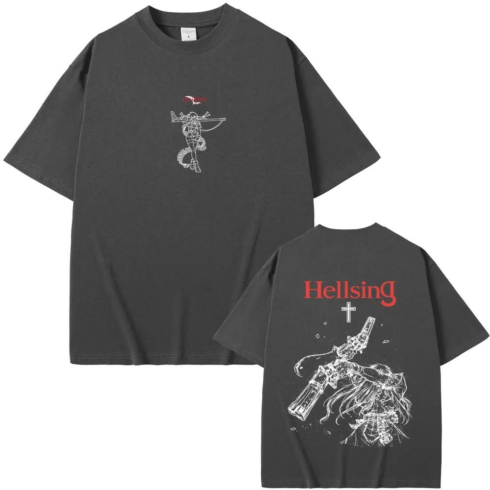 2026 Anime Hellsing Abraham Van Helsing Vampir Alucard Grafik T-Shirt Herren Damen 90er Manga Lässiges Übergroßes T-Shirt Männliche Mode T-Shirts