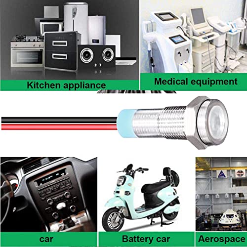 Kiligen 5 szt. 8mm AC/DC 12-24V LED Wodoodporna Lampka Wskaźnikowa Lampka Pilotowa Wskaźnik Sygnału (Biały)