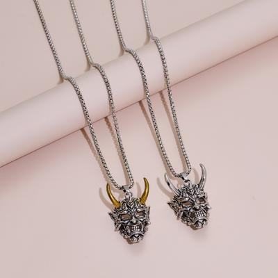 Vintage Punk Dämonenmaske Samurai Geist Anhänger Halskette Herren und Damen Lange Kette Hip Hop Rock Party Halskette Geschenk Accessoires