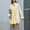 Spring Long Sleeve Shirt Dress Solid Colour Lapel Dress Women's OL Simple Cotton Top