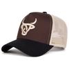 Men Bull Head Embroidered Baseball Cap Mesh Hat Outdoor Adjustable Sunscreen Leisure Hat Spring Autumn Travel Tourism Beach Vacation