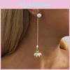 Pearl Geometric Sophisticated Earrings Gold Tassel Long Dangle Earrings Women For