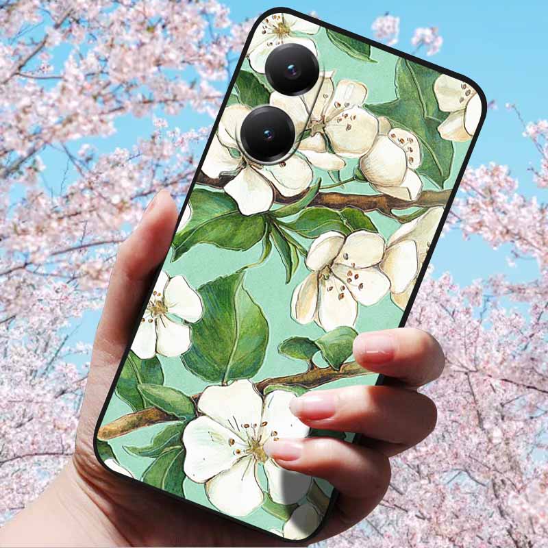 For Xiaomi Poco X7 Pro 3D Relief Flower Emboss Soft Silicone Case Cartoon Painted Back Cover for Poco X7 Pro with 3D Relief Case
