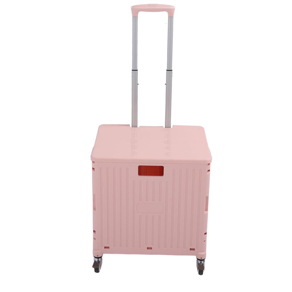 Collapsible Utility Cart Rolling Crate Swivel Casters PP Strong with Telescopic Handle Lid Storage
