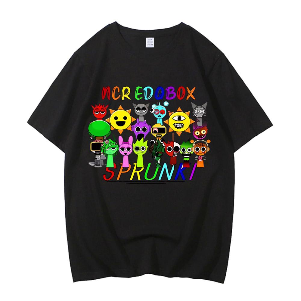 Sprunki T Shirt Men Fashion Casual Cartoon Incredibox T-Shirts Loose O-Neck Short Sleeve High Quality Cotton Tees
