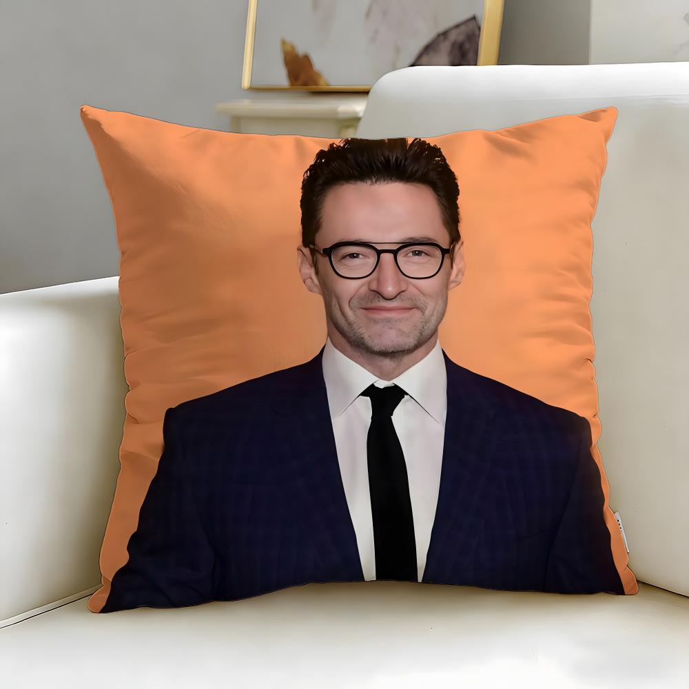 popular actor Hugh Jackman Cushion Cover Soft  EasyWash Pillow Case  Versatile for Couch Bed Travel and Office