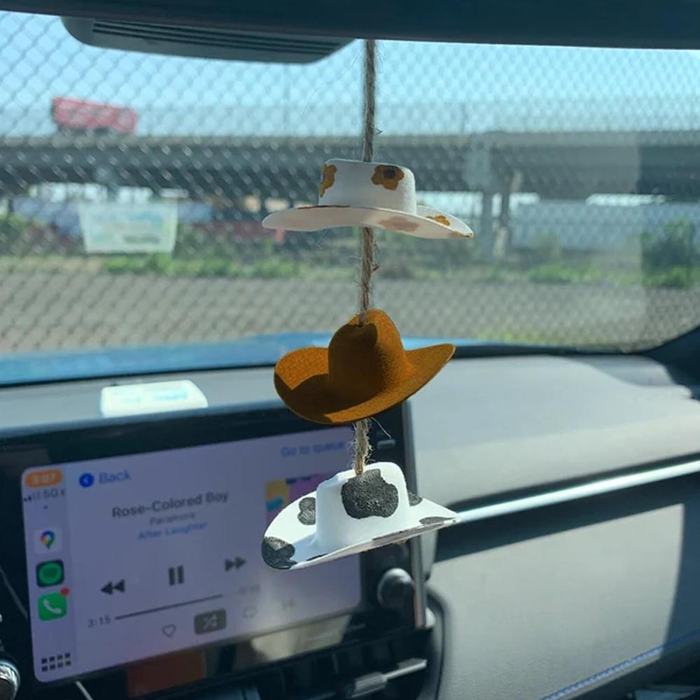 1 Set Cowboy Hat Car Charm For Car Rear View Mirror, Home, Office Decorations