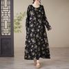 Summer Vintage Floral Linen Maxi Dress Long Loose Style Plus Size Women Lady Dress