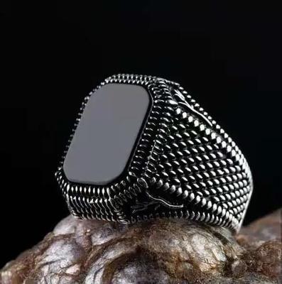 Punkboy Vintage Şekilli Geometrik Oval Siyah Parlak Erkek Yüzüğü Yıldönümü Partisi Düğün İçin Erkek Yüzükleri Takı Aksesuarları 6-14