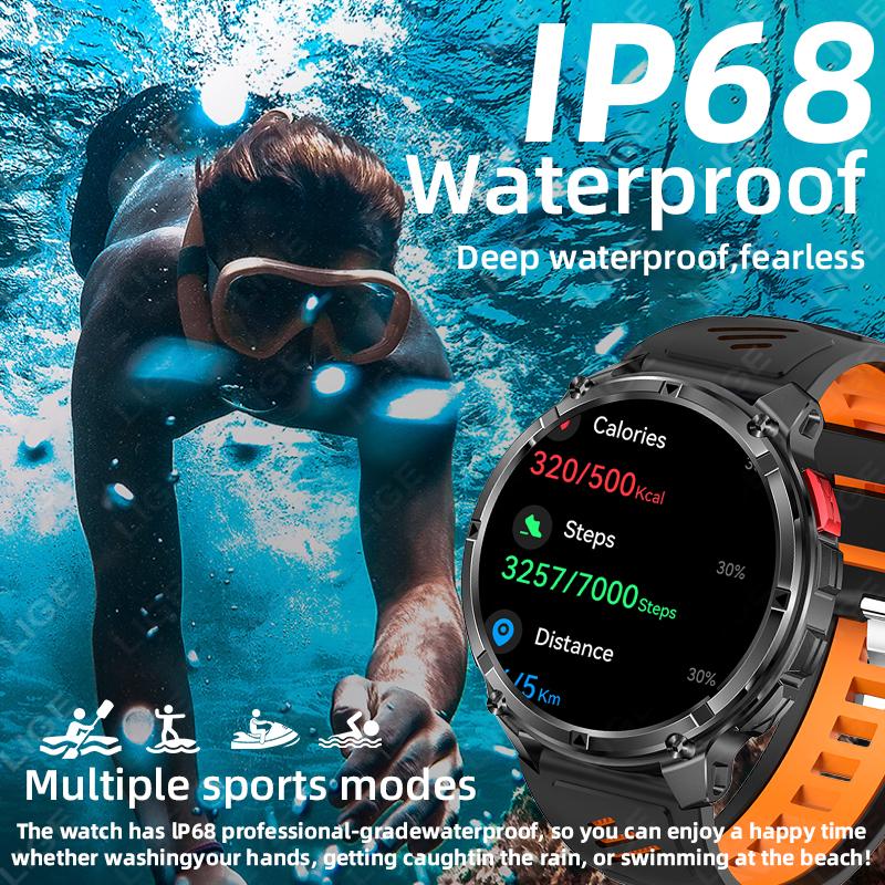 New Military Smart Watch 1100mAh Battery Compass LED Flashlight Men Outdoor Sport Watches Bluetooth Call 1.7" HD Smartwatch