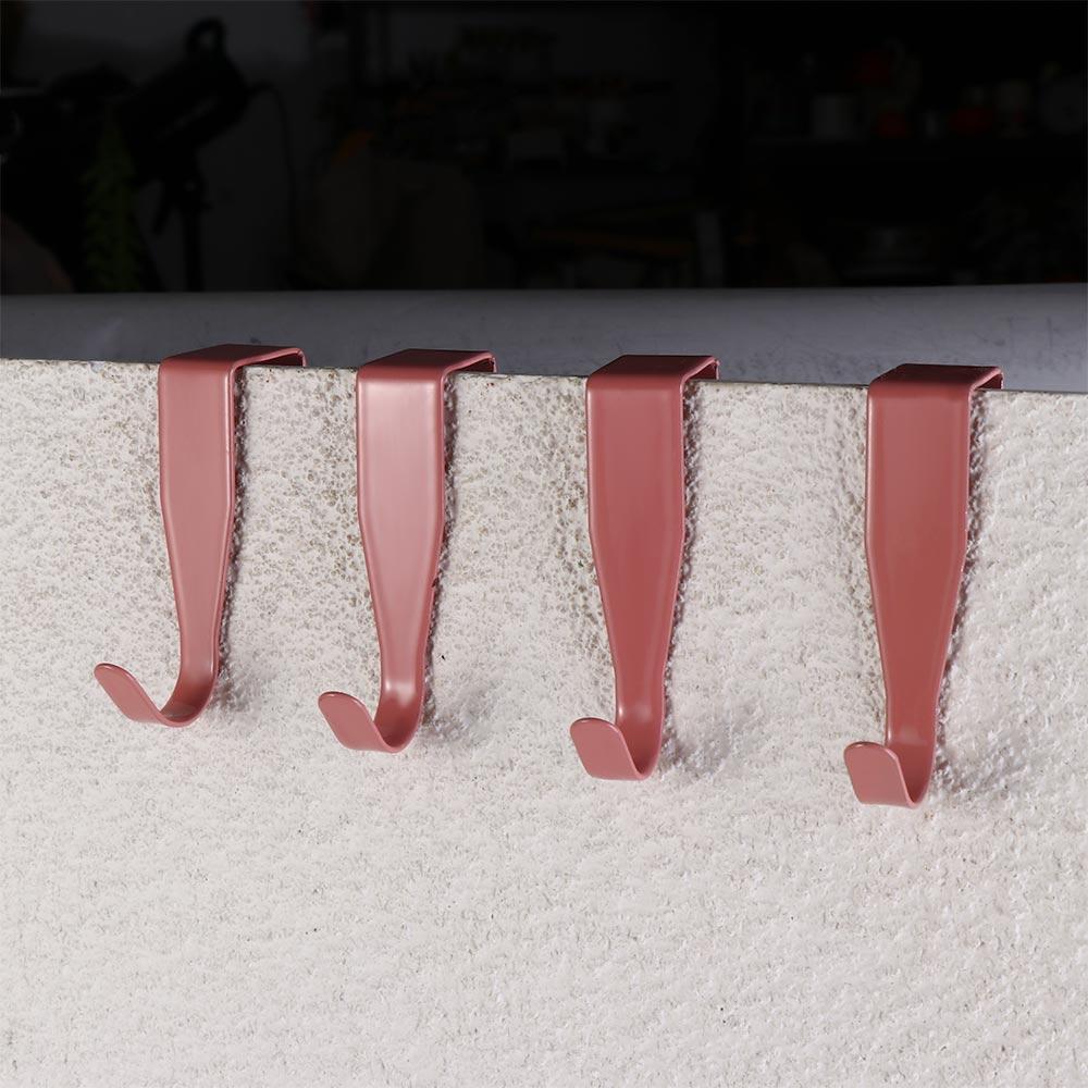4pcs Punch Free Door Back Hook Carbon Steel Cabinet Storage Rack Creative Closet Hook  Office Table