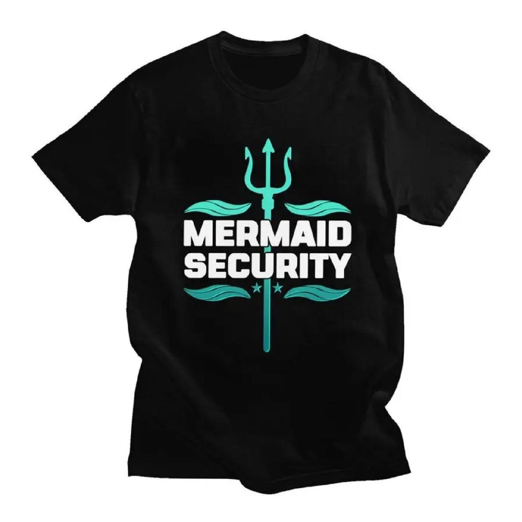 Custom Mermaid Security Funny Swimming Quote T Shirts for Men 100% Cotton Tee Tops Tshirt Fashion T-shirt