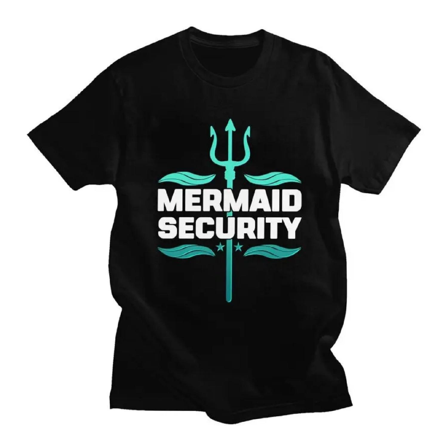 

Custom Mermaid Security Funny Swimming Quote T Shirts for Men 100% Cotton Tee Tops Tshirt Fashion T-shirt S чёрный