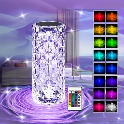 1 Piece Crystal Rose Diamond Desk Lamp, 16 Color RGB LED, Touch and Remote Control, USB Charging Acrylic Night Light, Suitable for Living Room