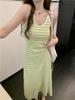 French Style Striped Suspender Knitted Dress: Backless, Slim Fit, Hip-Wrapped, Summer Women's Fashion