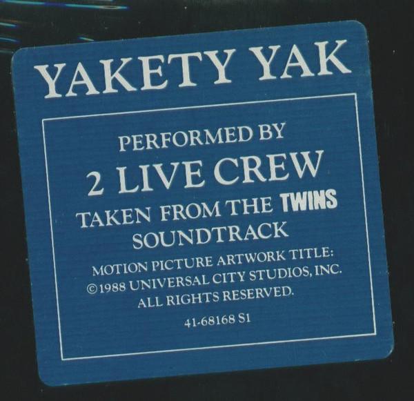 

12inch Record 2 LIVE CREW Yakety Yak 4168168 WTG Records 1988 US Rap HipHopRB Used