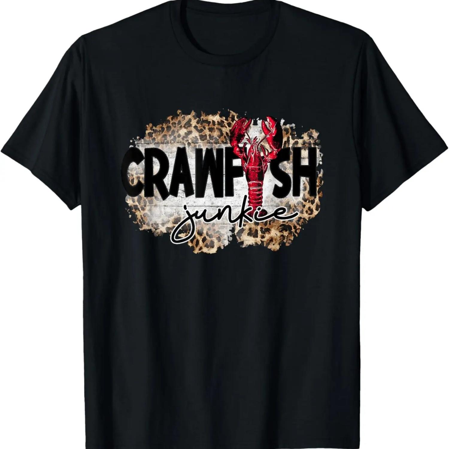 Crawfish Junkie Leopard Cajun Lobster 2022 For Men Women T-Shirt S чёрный