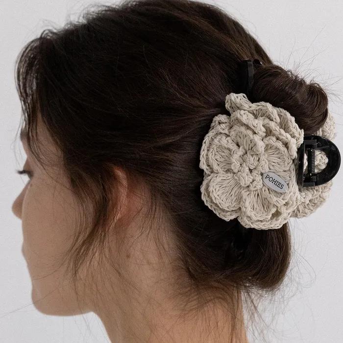 FLOWER CROCHET HAIR CLIP-2colors
