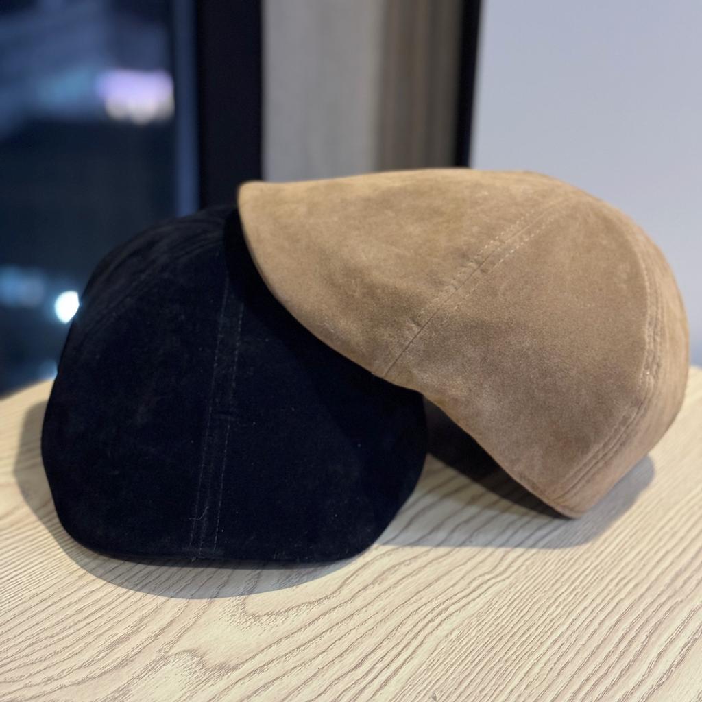 Japanese-style versatile beret for large head sizes, makes the face look smaller, can be worn backwards, painter's hat, autumn and winter retro suede