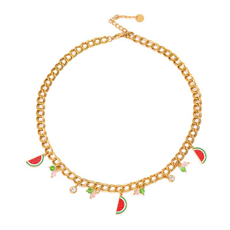 Elegant High-End Titanium Steel Fruit Necklace - Women's Versatile, Non-Fading Jewelry