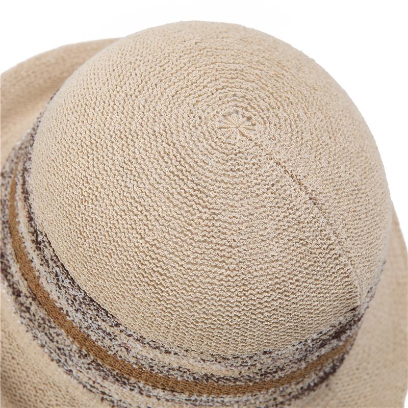French Milliner Spring And Summer Sunshade Sunscreen Elegant Curled Top Hat Showing Small Face Knitted Breathable Warped Edge Basin Hat