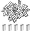 50 Pieces Aluminum Double Sleeves, 3mm Steel Wire Rope Sleeves, Aluminum Crimping Loop Sleeve Clips with Double Ends, for Steel Wire Rope, Wire Rope, 