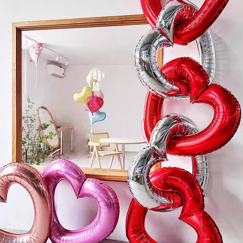 Large Heart-Shaped Aluminum Foil Balloon Frame for Party Decoration
