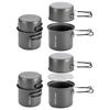 2Pcs Camping Cookware Pot with Handle Travel Tableware Pot Aluminum Alloy Picnic Heat Cooker for Trekking Hiking