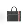 Striped Zipper Pocket Leather Briefcase Men Bags Black 6218262