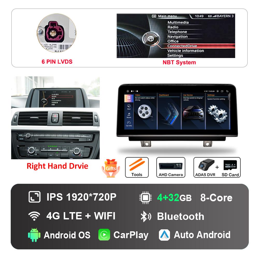 10.25 Inch Right Hand Drvie for BMW 3 /4 Series F30 F31 F32 F33 F34 F36 2013 - 2018 NBT EVOAndroid Car Radio Multimedia Player