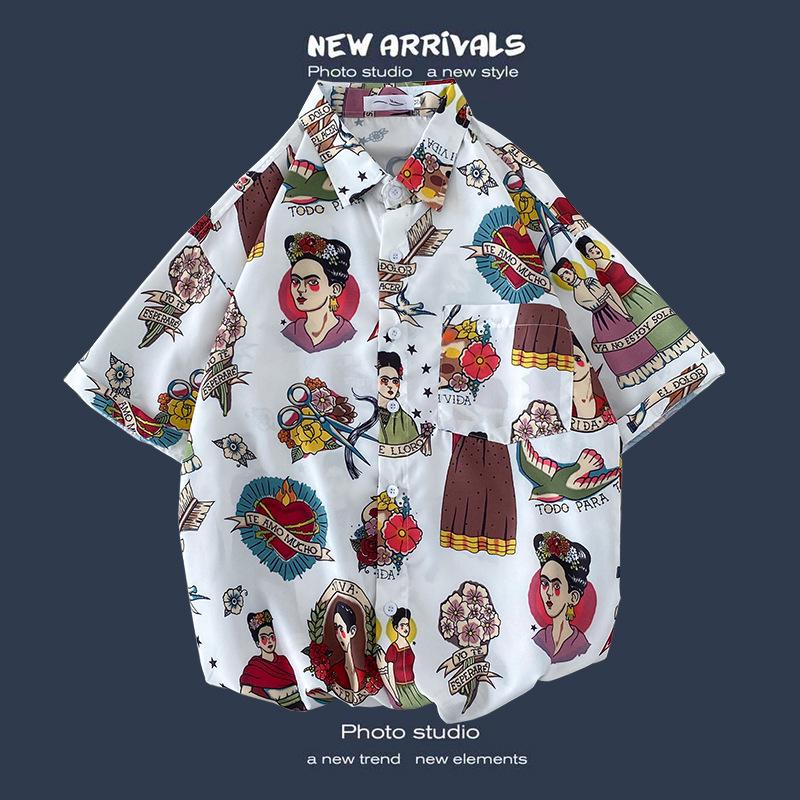 Men's Retro Hawaiian Floral Short-Sleeve Summer Shirt