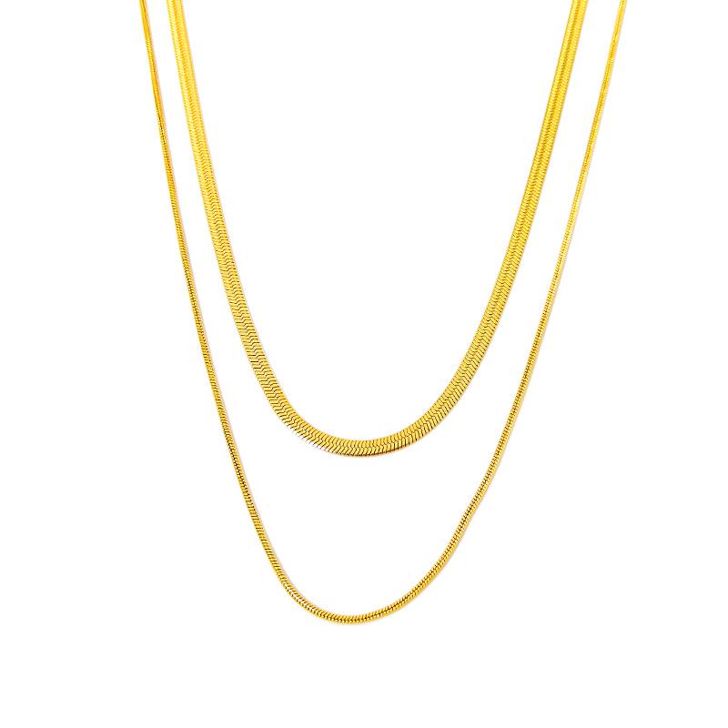 Minimalist Double Layered Snake Bone Necklace - Trendy European & American Style for Women