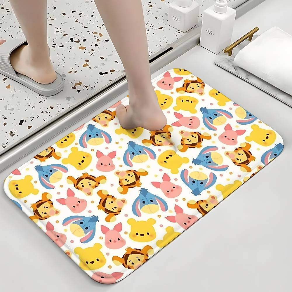 Cute W-Winnies-the-Poohs Floor Mats Home Laundry Rug Carpet For Living Room Decor Lounge Area Anti-slip Foot Mat Entrance