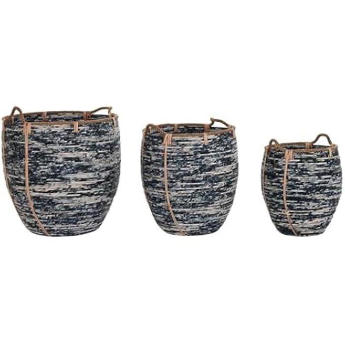 Jeu de paniers - DKD Home Decor - Standard - Rotin - Blanc et noir - 55 x 57 x 57 cm