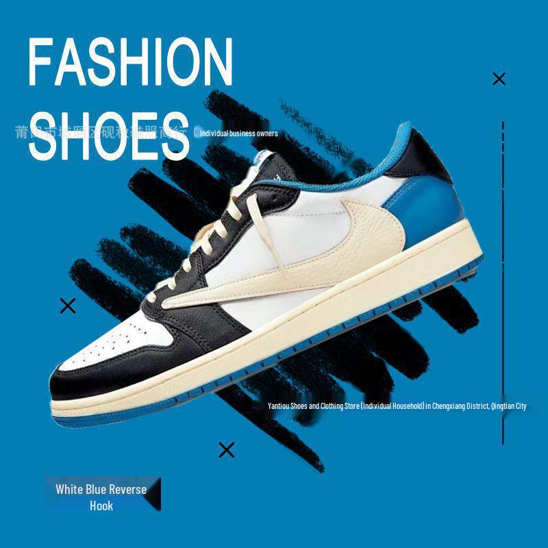 AJ1 Reverse Swoosh Low-top Sneakers - Co-branded Unisex Retro Basketball Shoes