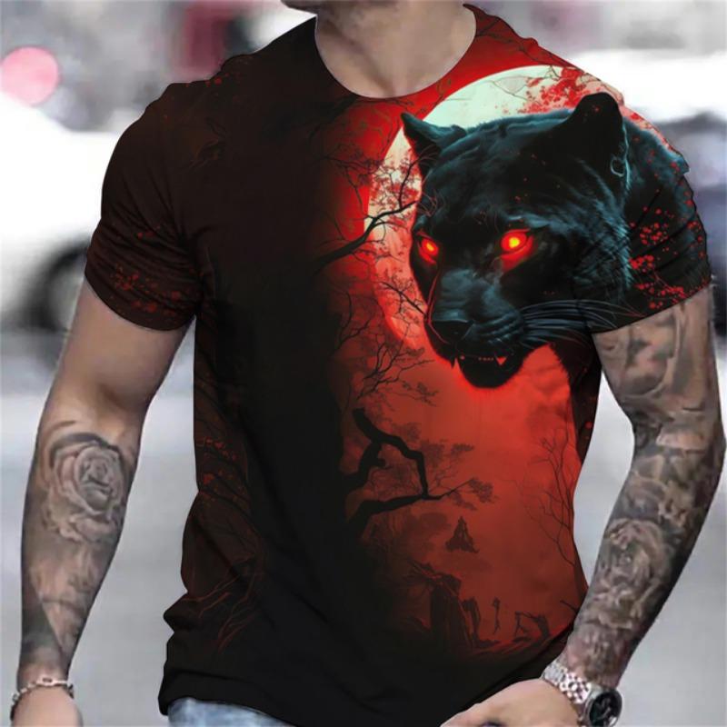 3D wzór w cętki t-shirty dla mężczyzn moda letnie koszulki z nadrukami zwierząt Casual O-neck z krótkim rękawem Hip Hop Harajuku bluzki oversize