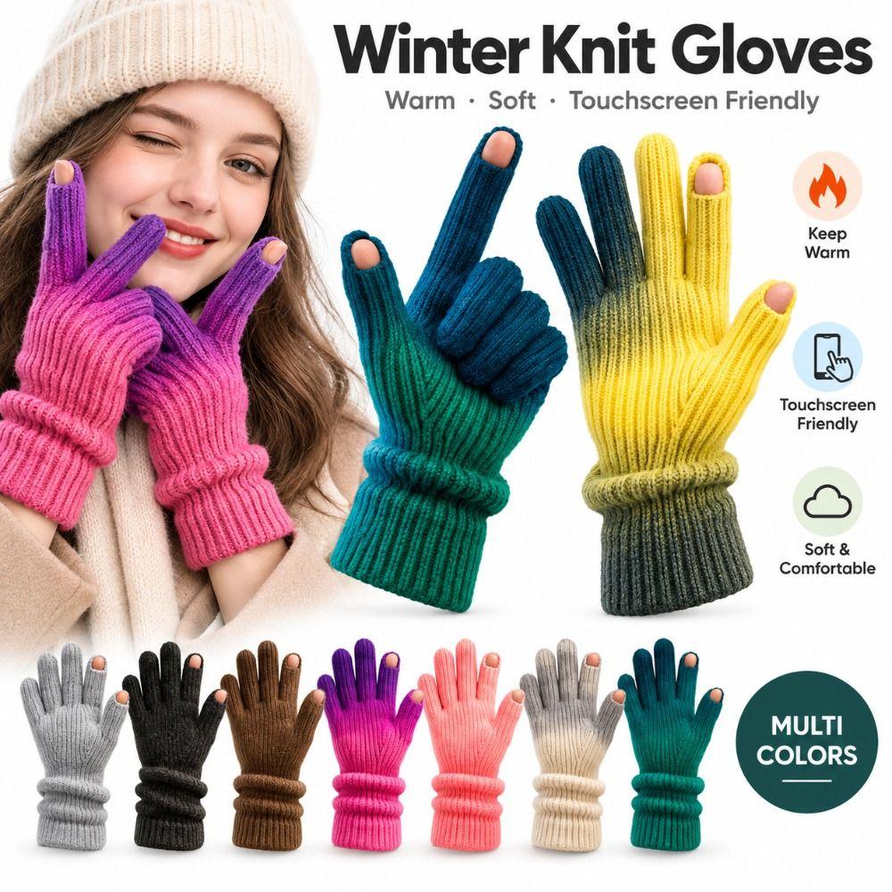 Thick Knit Gloves Fingertip Openings All Finger Gloves Fashion Winter Gloves Outdoor Wear
