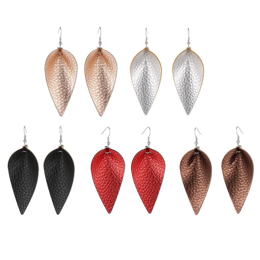 1 Pair Simple Water Drop Pendant Earrings Girl PU Leather Night Party Ear Studs Fashion Jewelry
