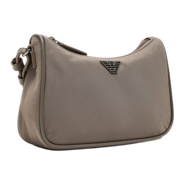 Emporio Armani Asv Zipper Closure Logo Design Nylon Mini Crossbody Bag Men bags Brown EM001808-AF13454-U6200