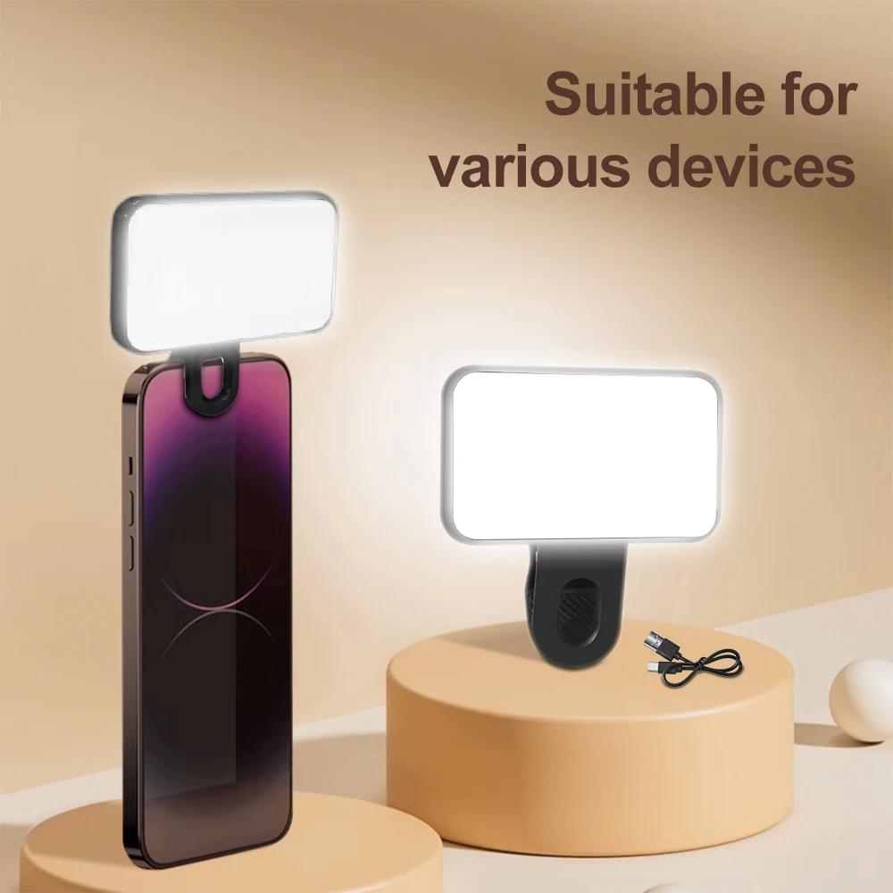 Mini wiederaufladbares Selfie-Fülllicht Tragbares Taschenlicht Einstellbare Helligkeit Clip für Mobiltelefone & Computer LED-Lichter