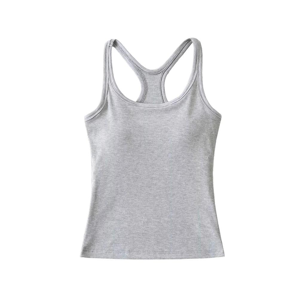 Women's Padded Racerback Tank Top: High Elasticity, Trendy, Perfect for Sports & Fitness.