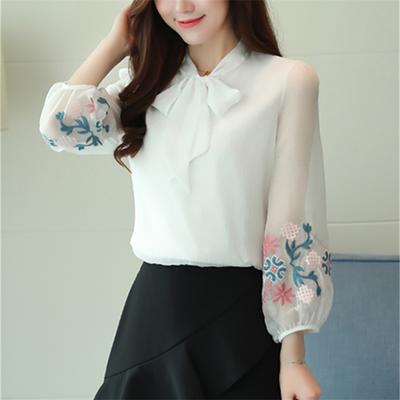 Elegantní Dámské letní halenky šifon ležérní dámské topy dámské výšivky Bílá košile halenka košilka femme blusas blusa dámská