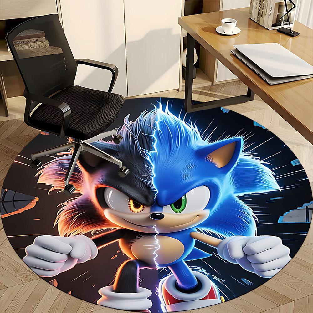 1ks Kancelářský kulatý koberec Sonic Hedgehog, Dekorace do ložnice, obývacího pokoje, Domácí dekorace, Dekorace místnosti, Offic a1016174