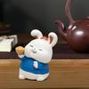 Bunny Sculpture Decor Chinese Year Desktop Home Mini Rabbit Statues Figurines for Dinning Room