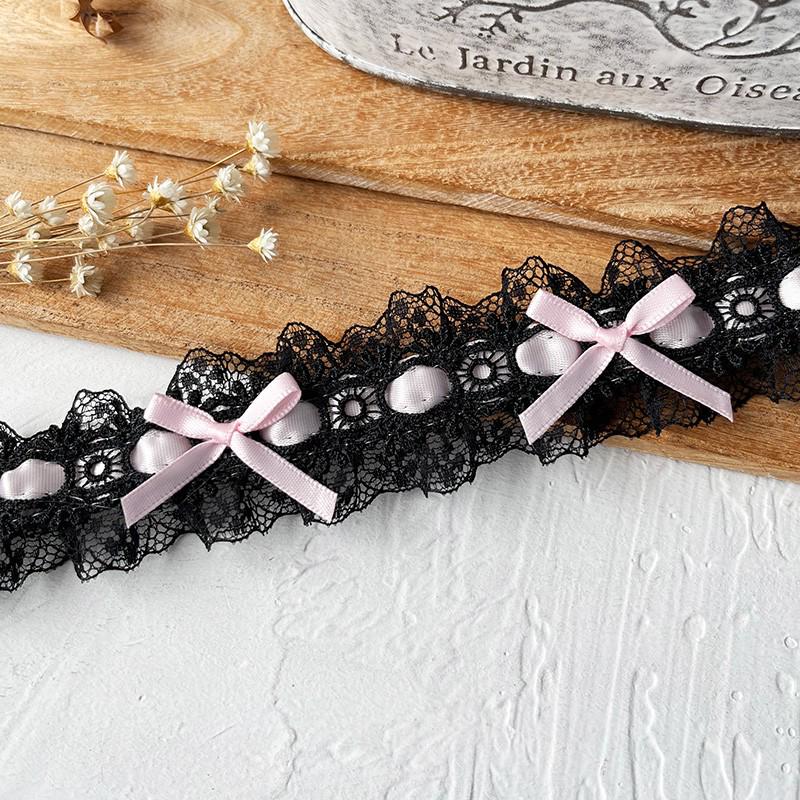 Material organza din dantelă neagră pentru îmbrăcăminte și accesorii DIY - Decorare decolteu și tiv fustă