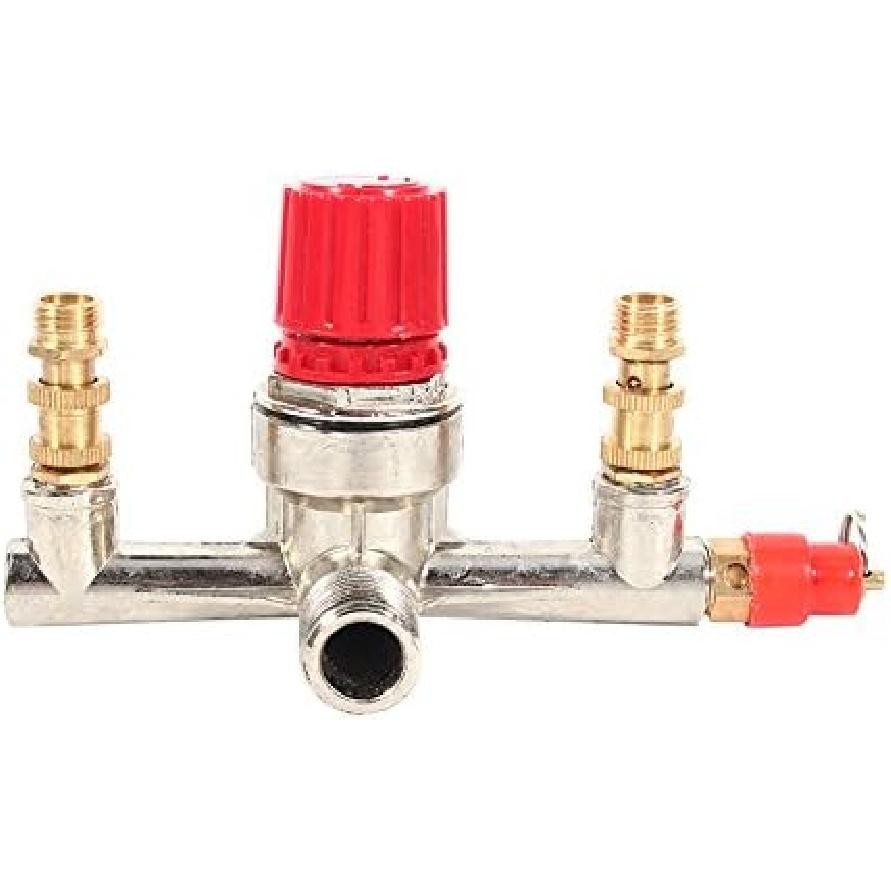 Double Outlet Tube Zinc Alloy Air Compressor Pressure Regulator Valve Fit Parts Efficient Voltage Regulation Superior Sealing Air Compressor Pressure