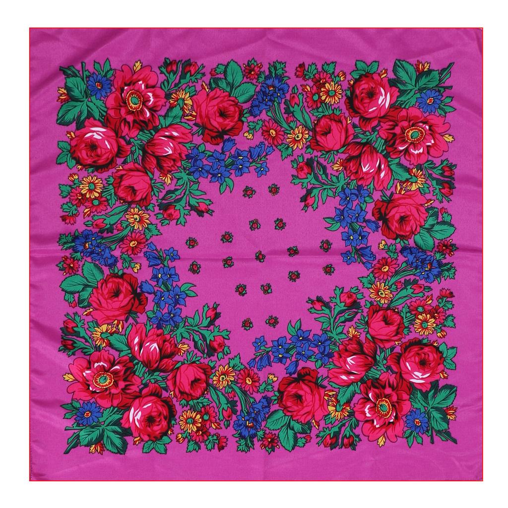 Luxury Hijab Hair Bands Square Cotton Scarf For Women Neckerchief Female Rose Pattern Shawl Headband Fashion Wraps Bandana