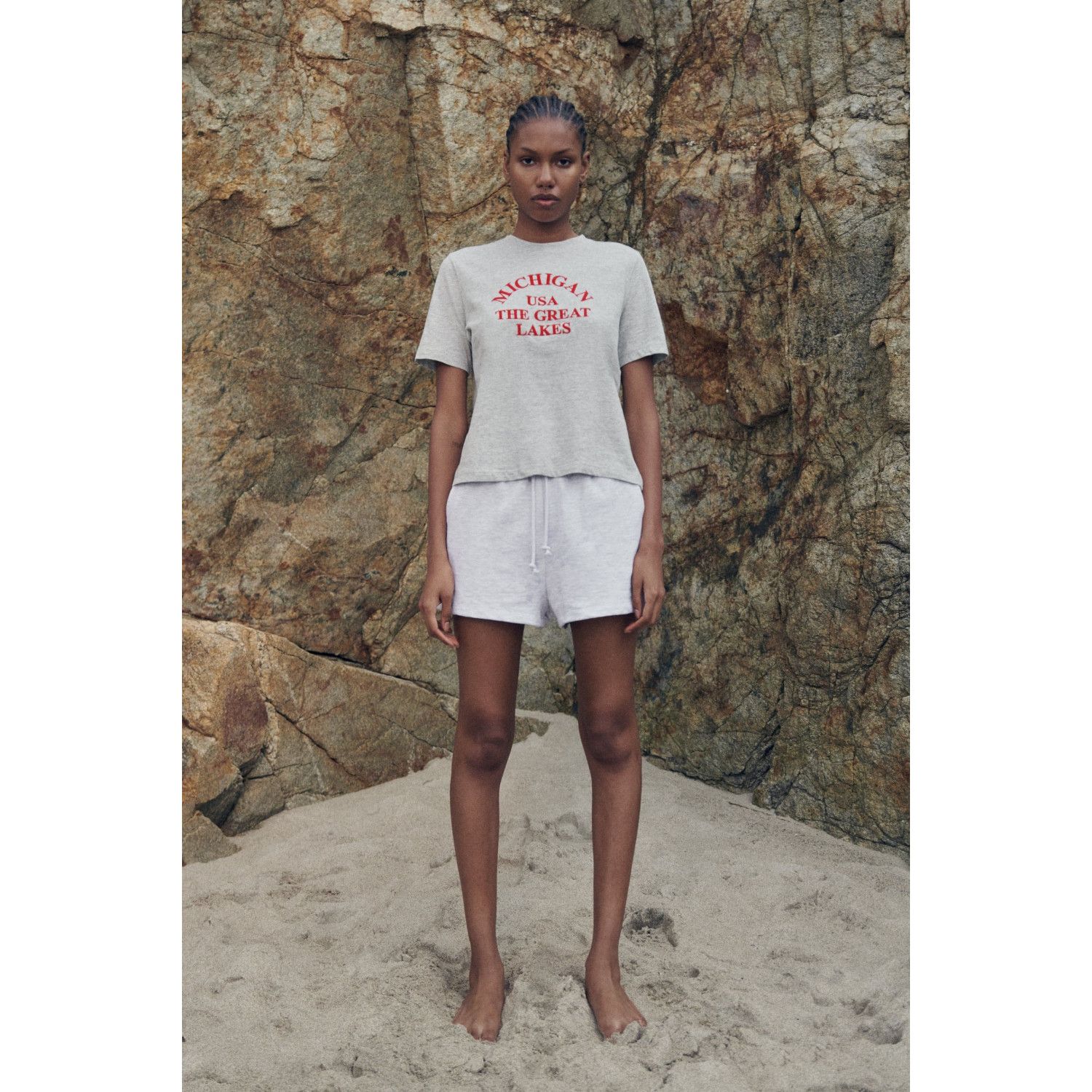 

T-SHIRT WITH EMBROIDERED SLOGAN