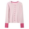 Sancai Plus Size Color-Block Knit Cardigan
