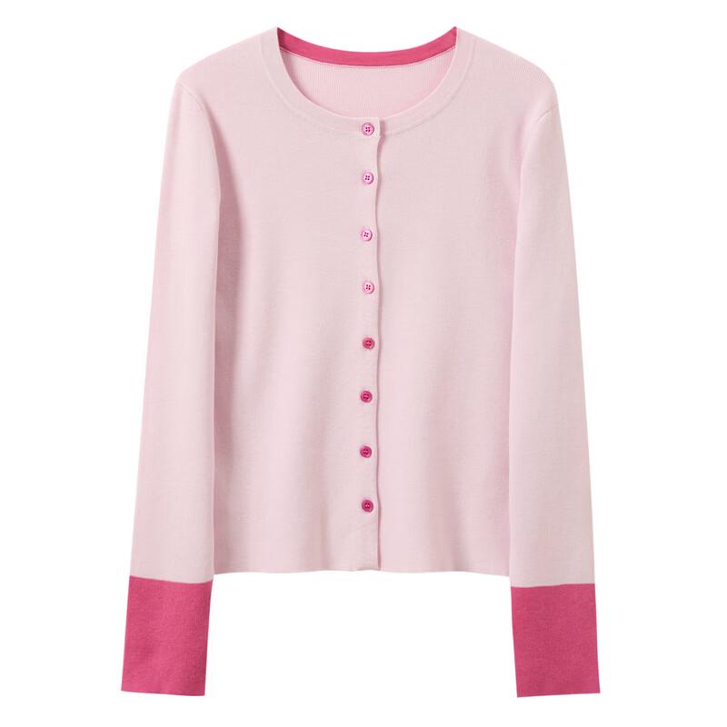 Sancai Plus Size Color-Block Knit Cardigan